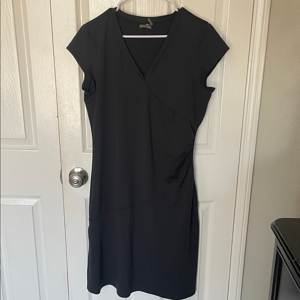 Classic Black V-Neck Cap-Sleeve Dress